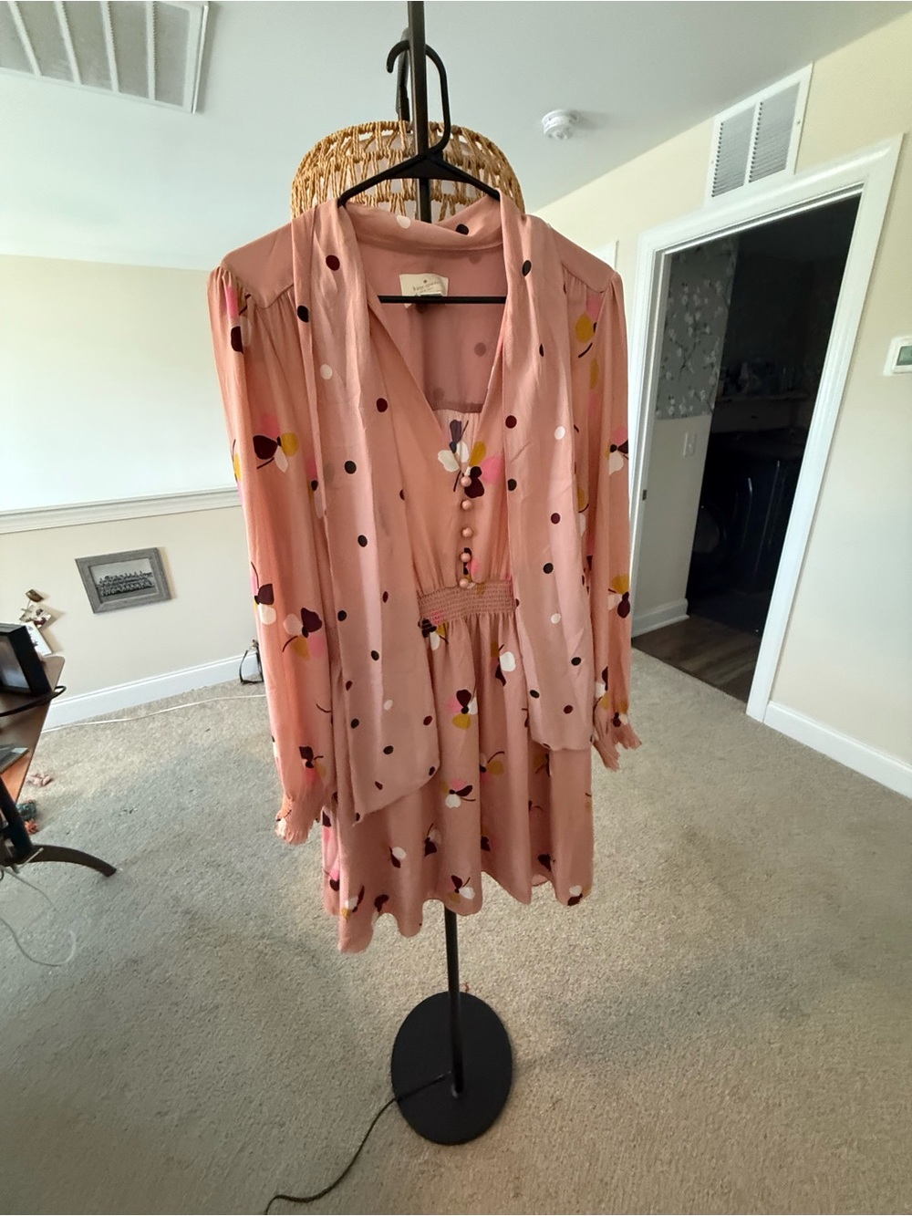 kate spade Blush Pink Long-Sleeve Polka & Floral Dress